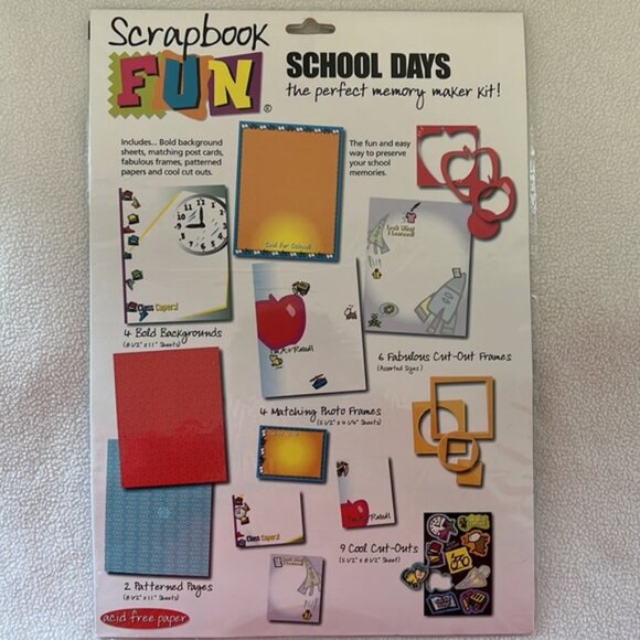 Scrapbook Fun Kits School Days (25 pieces) / Party (24 pieces)  Acid Free - Picture 5 of 6